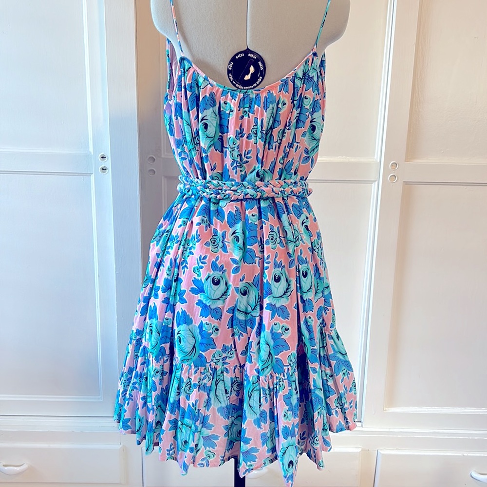 RHODE Resort Nala Floral Braided Tie Waist Mini Sleeveless Dress - Picture 5 of 5